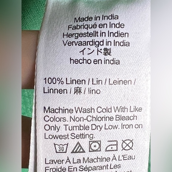 J.Crew 100% Linen Blouse Square Neck Balloon Sleeve Button Front Green Size XL - Picture 5 of 7